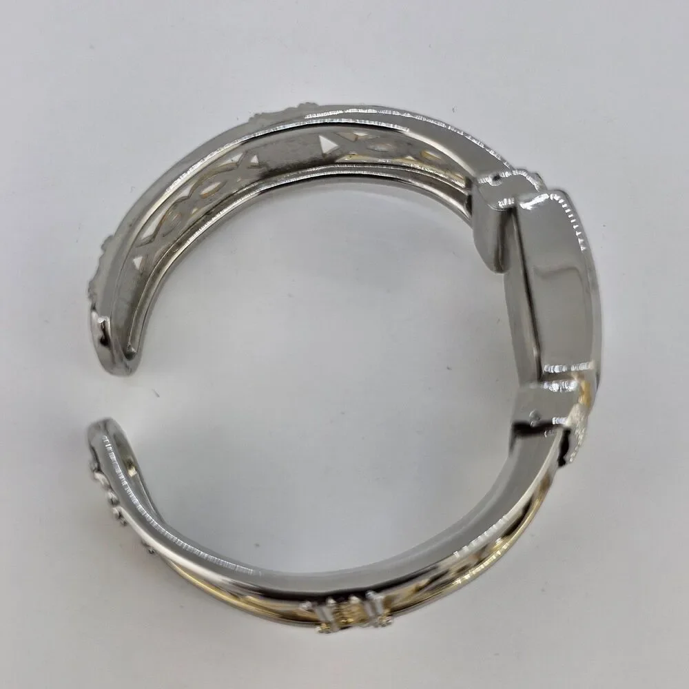 Vivani Women's Cuff‎ Watch 25MM White Dial Two Tone Bracelet Band 6